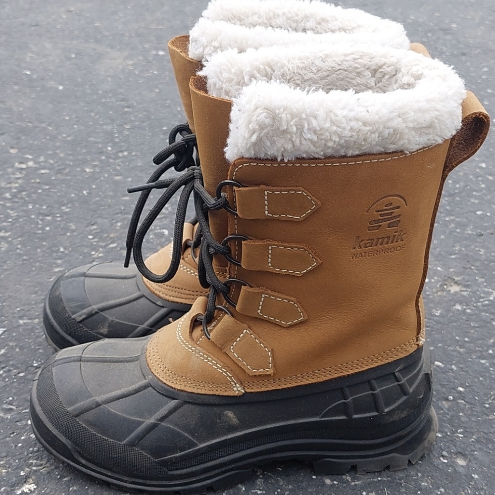 Kamik Women's Waterproof Winter Cute Warm Snow Boots Brown Khaki 7
